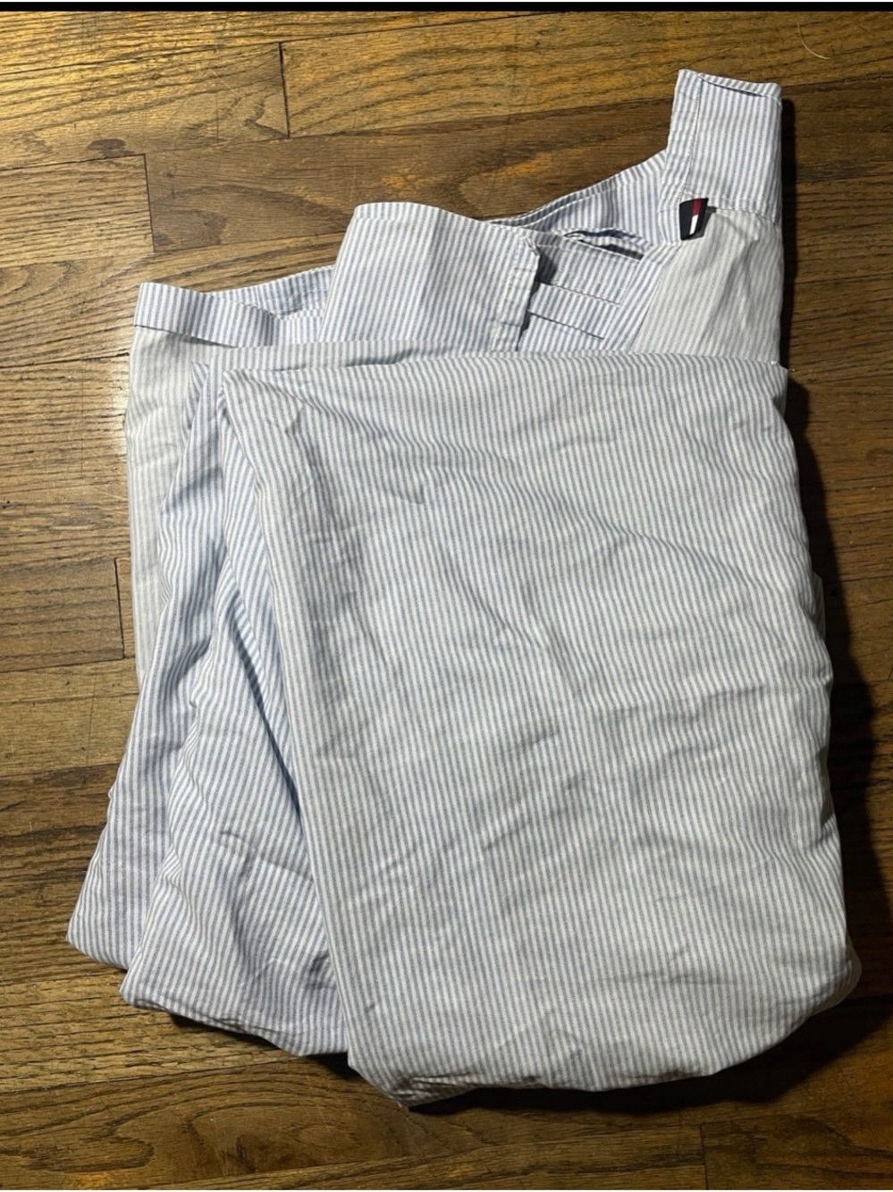 Tommy Hilfiger King Flat Sheet Striped White & Light Blue - Picture 2 of 4
